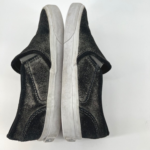 Vans Slip On Sneakers Black and Glitter Suede Womens Shoes Size 6 - Picture 7 of 8